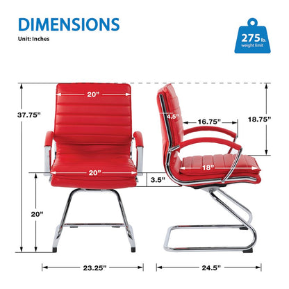 Guest Faux Leather Chair with Chrome Base and Includes Removable Arm Sleeves