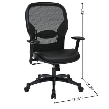 Ergonomic Office Chair – Black Leather Desk Chair for Home Office Use
