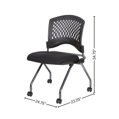 Black Foldable Office Chair, Set of 2 – Armless Reception and Conference Seating