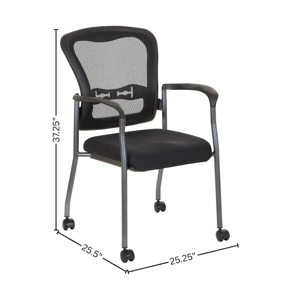 Black Guest Chair With Arms – Stackable Chair With Wheels for Offices
