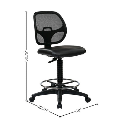 Black Drafting Chair – Office Chair With 20-Inch Foot Rest for Tall Desk