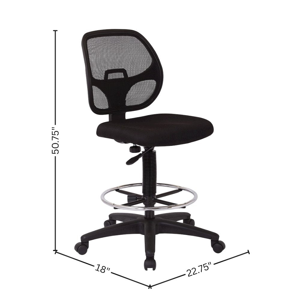 Black Drafting Chair – Tall Office Chair With 20-Inch Foot Rest