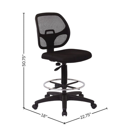 Black Drafting Chair – Tall Office Chair With 20-Inch Foot Rest