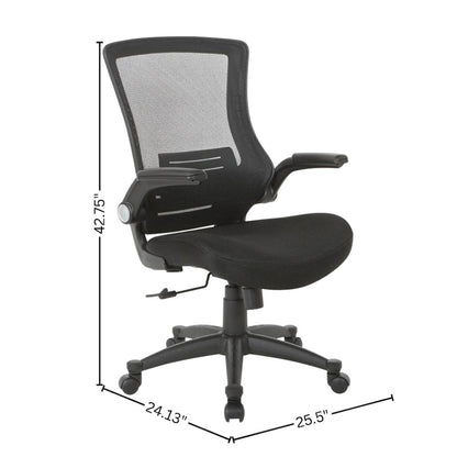 High-Back Office Chair – Black Mesh Desk Chair With Flip-Up Armrests