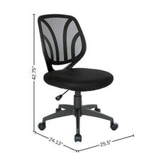 Black Armless Desk Chair – Modern Office Chair With Mesh Screen Back