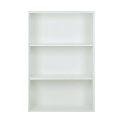 White 3-Shelf Bookcase with Laminate and Metal Construction for Home Storage