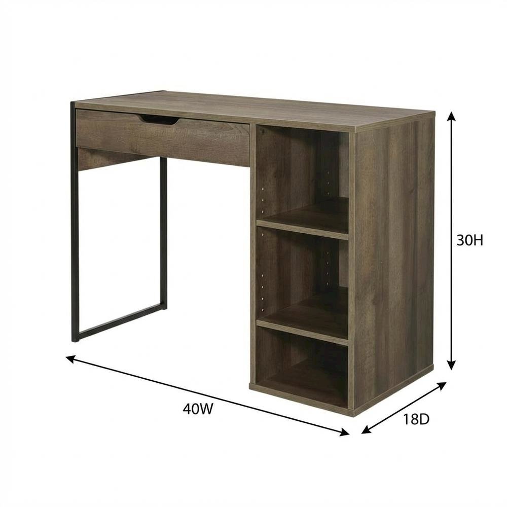 Grey Oak Finish Office Desk With Steel And Mdf Construction For Modern Workspace