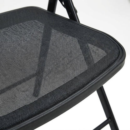 Black Mesh Folding Chair, Breathable Seat and Back, Lightweight Steel Frame