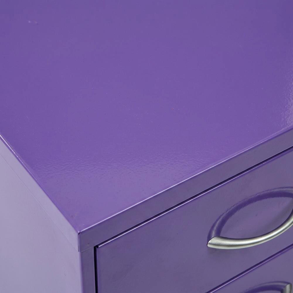 Purple Metal 22-Inch Pencil Box File Cabinet Compact Desk-Side