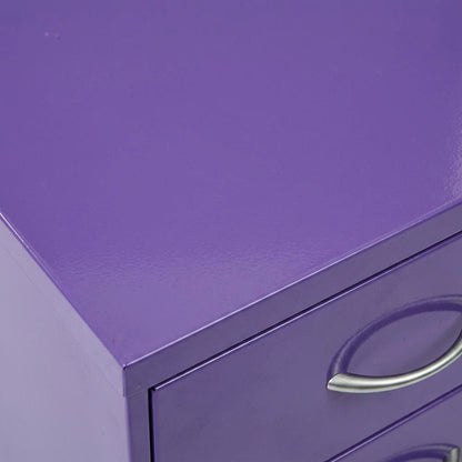 Purple Metal 22-Inch Pencil Box File Cabinet Compact Desk-Side