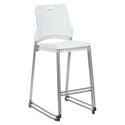 Tall Stacking and Ganging Chair with White Plastic Seat & Back, 4-Pack