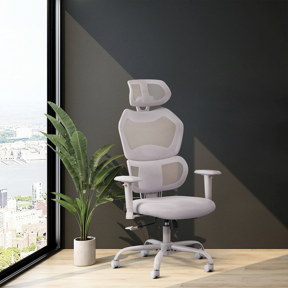 Grey Mesh Back with Grey Fabric Seat Manager’s Chair,Height Adjustable Arms