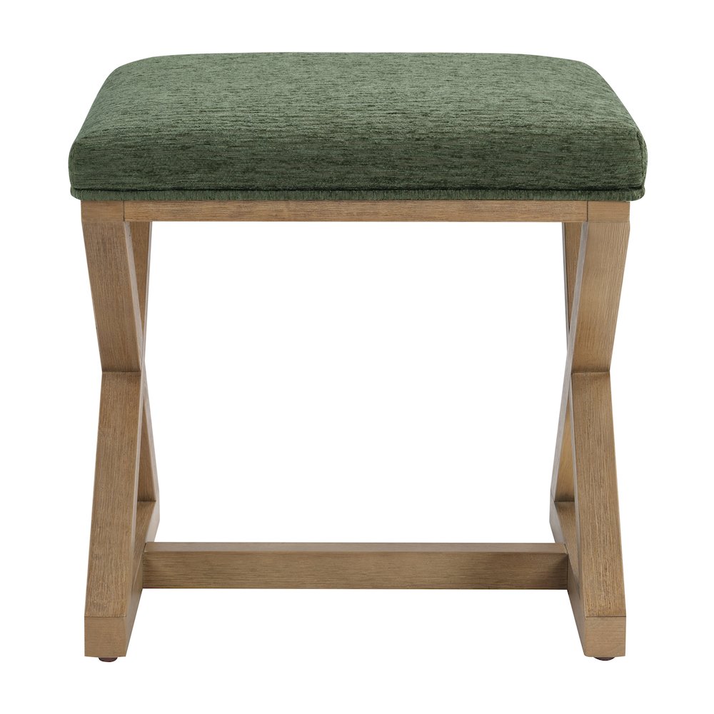 Carson X-Frame Stool in Pine Fabric and Medium Oak Finish Wood