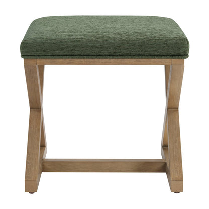 Carson X-Frame Stool in Pine Fabric and Medium Oak Finish Wood