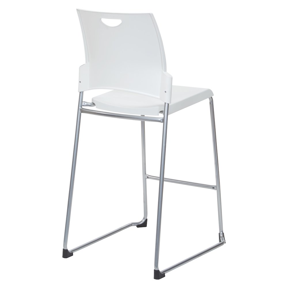 Tall Stacking and Ganging Chair with White Plastic Seat & Back, 2-Pack