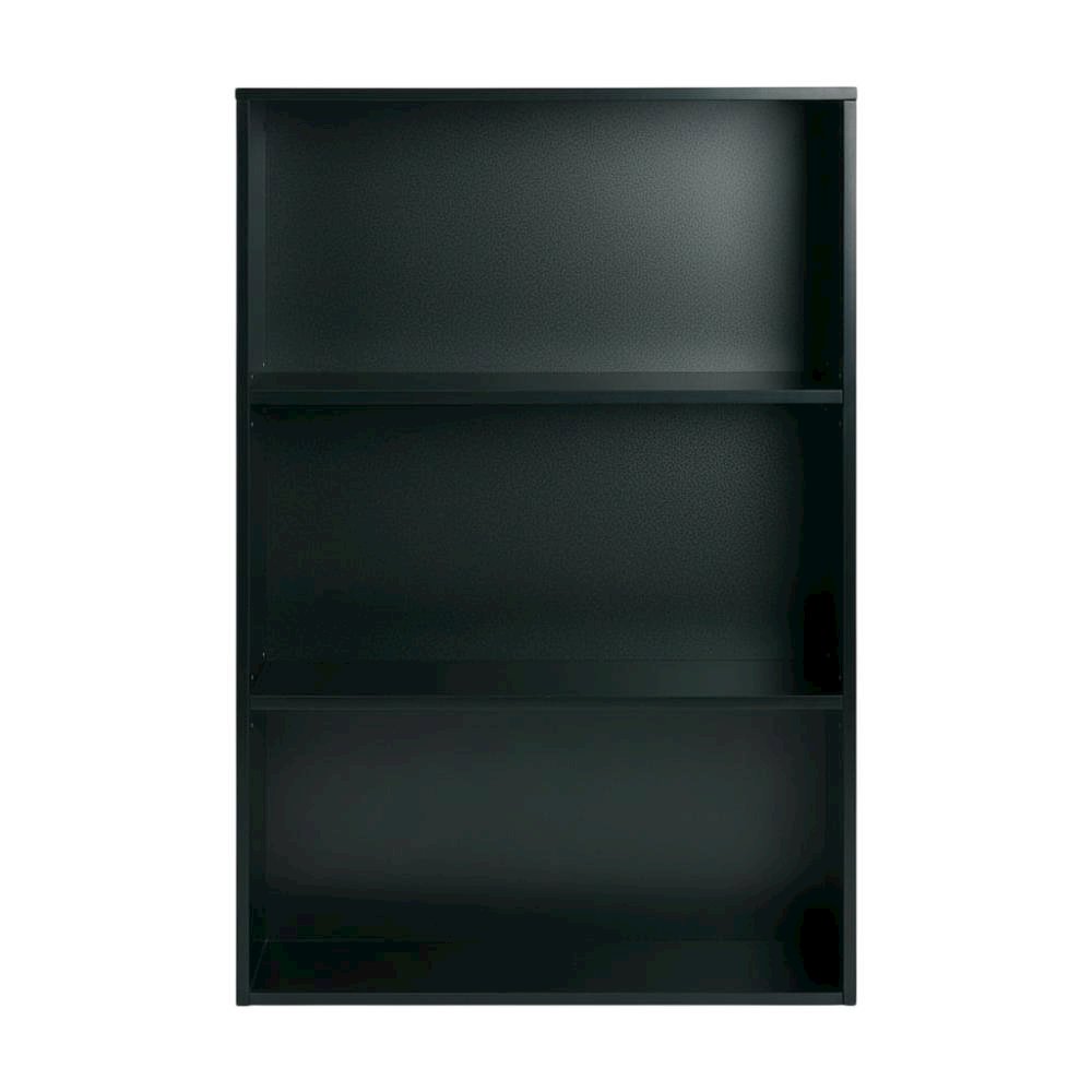 Black 3-Shelf Bookcase with Laminate and Metal Construction for Home Use