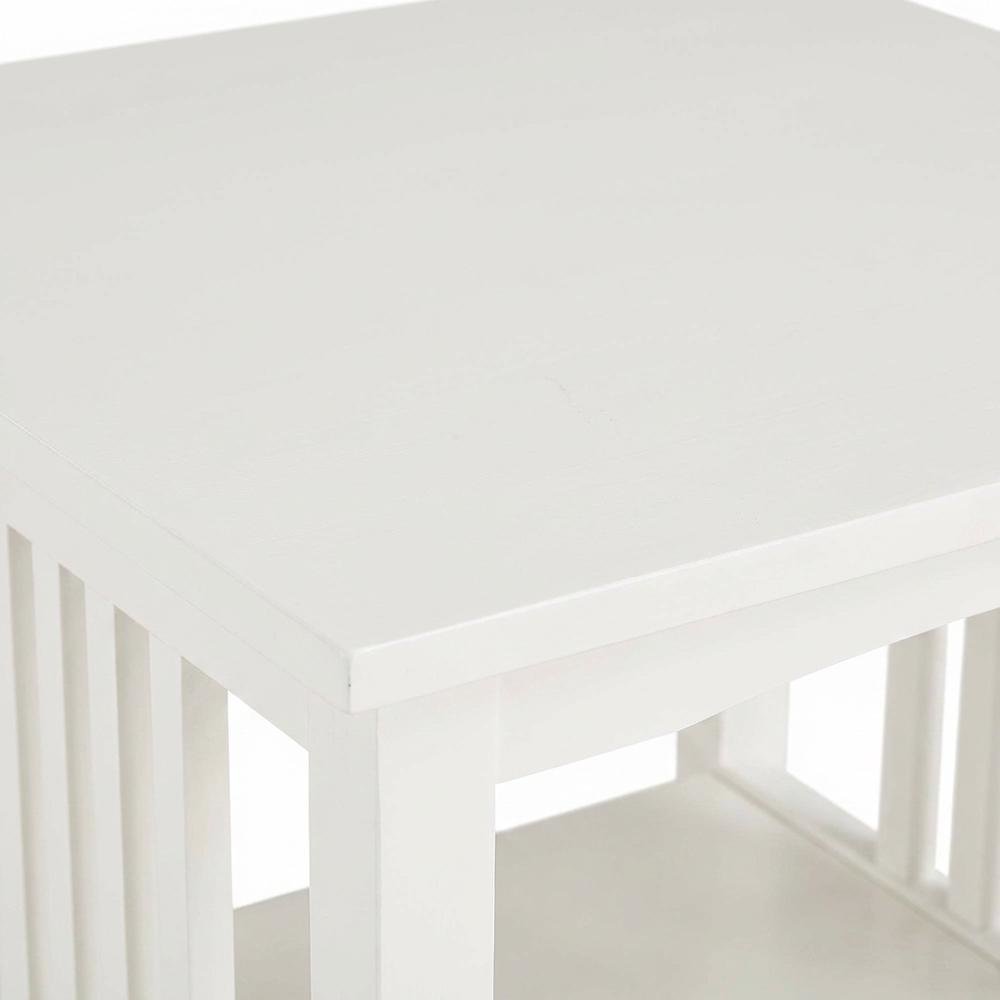 White Finish End Table with Modern Design and Smooth Surface