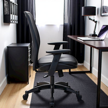 Ergonomic Office Chair – Black Leather Desk Chair for Home Office Use