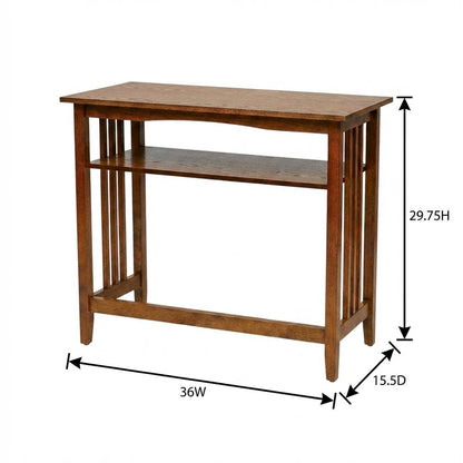 Wooden Foyer Console Table with Warm Finish and Sleek Design