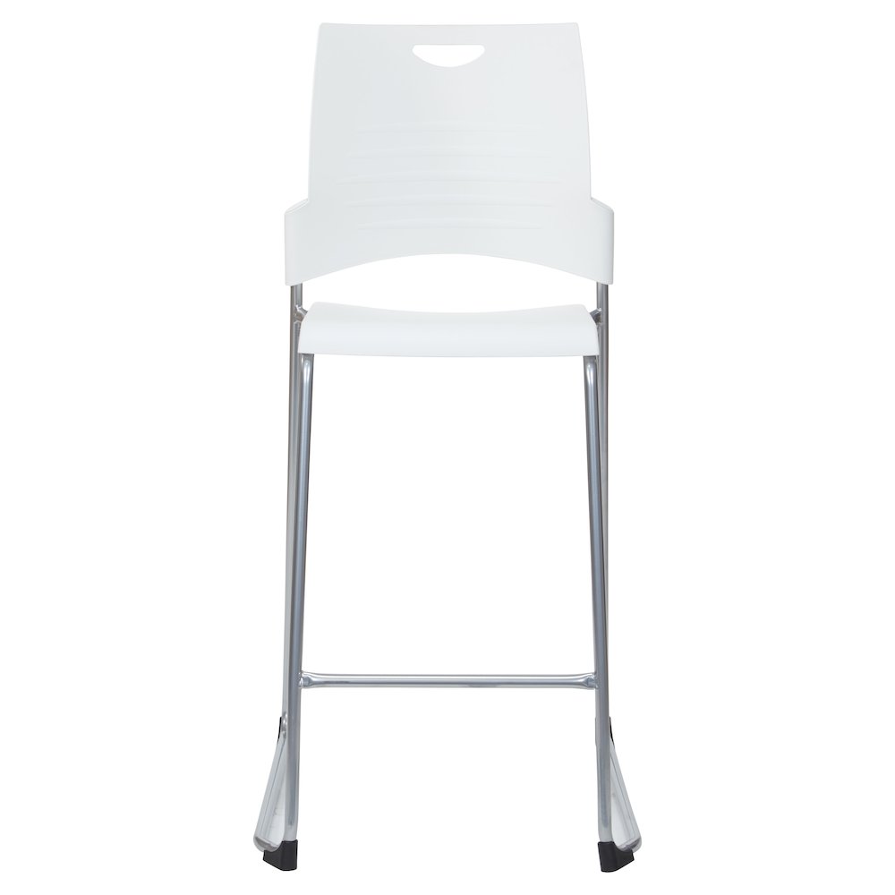 Tall Stacking and Ganging Chair with White Plastic Seat & Back, 4-Pack