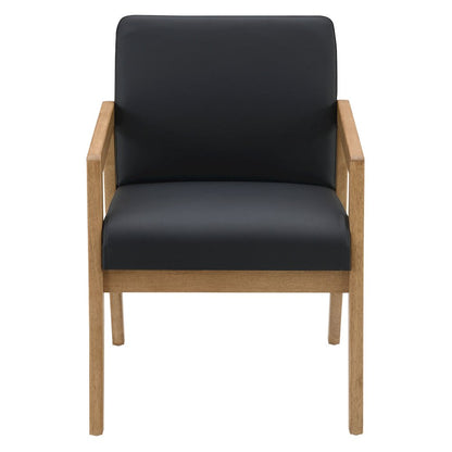 Back Faux Leather with Medium Oak Finish Visitor’s Chair with Memory Foam Seat