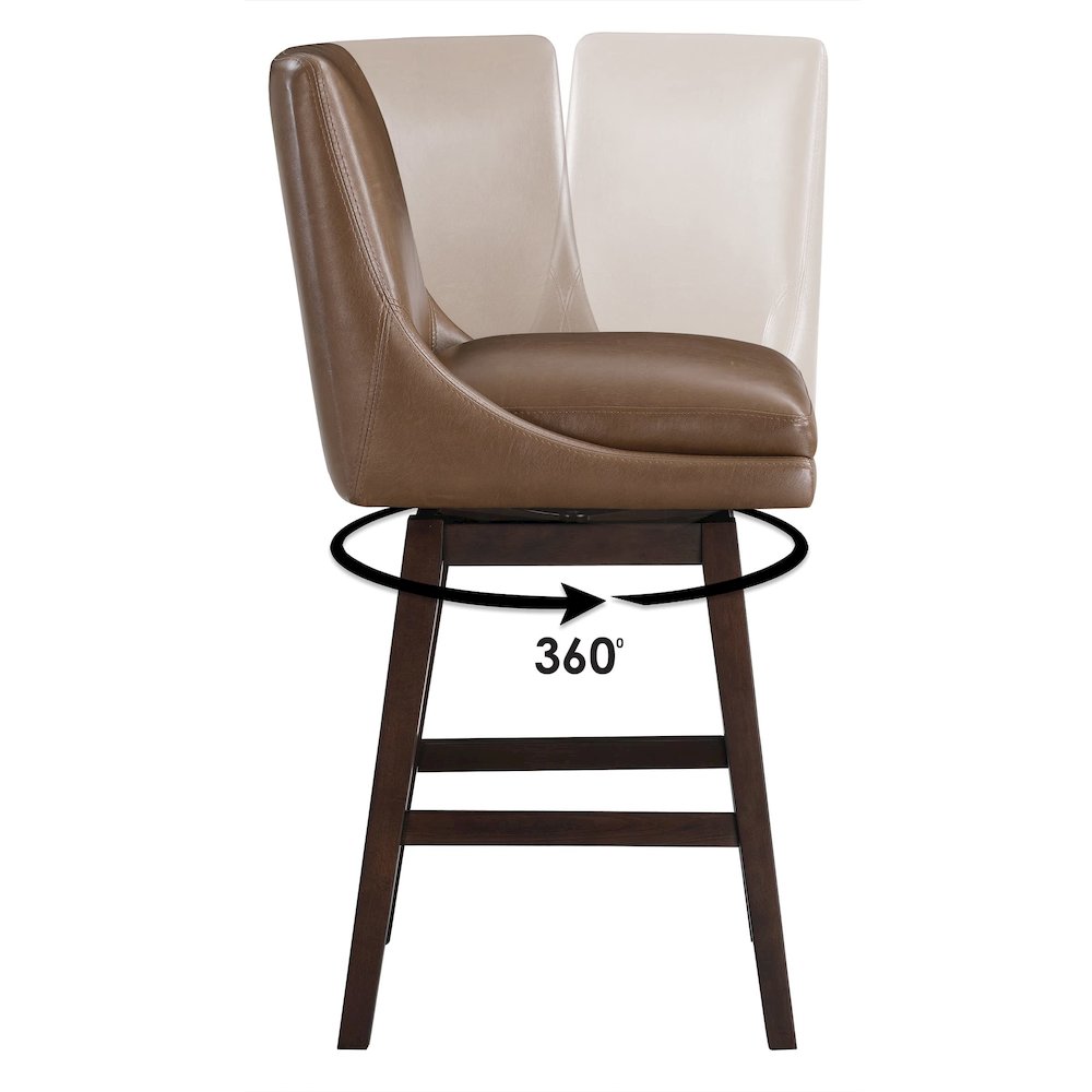 Allingham 26" Swivel Counter Stool with Dark Walnut Legs in Molasses Faux Leather