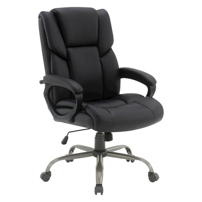 Mid-Back in Black Faux Leather Executive Chair with Padded Arms