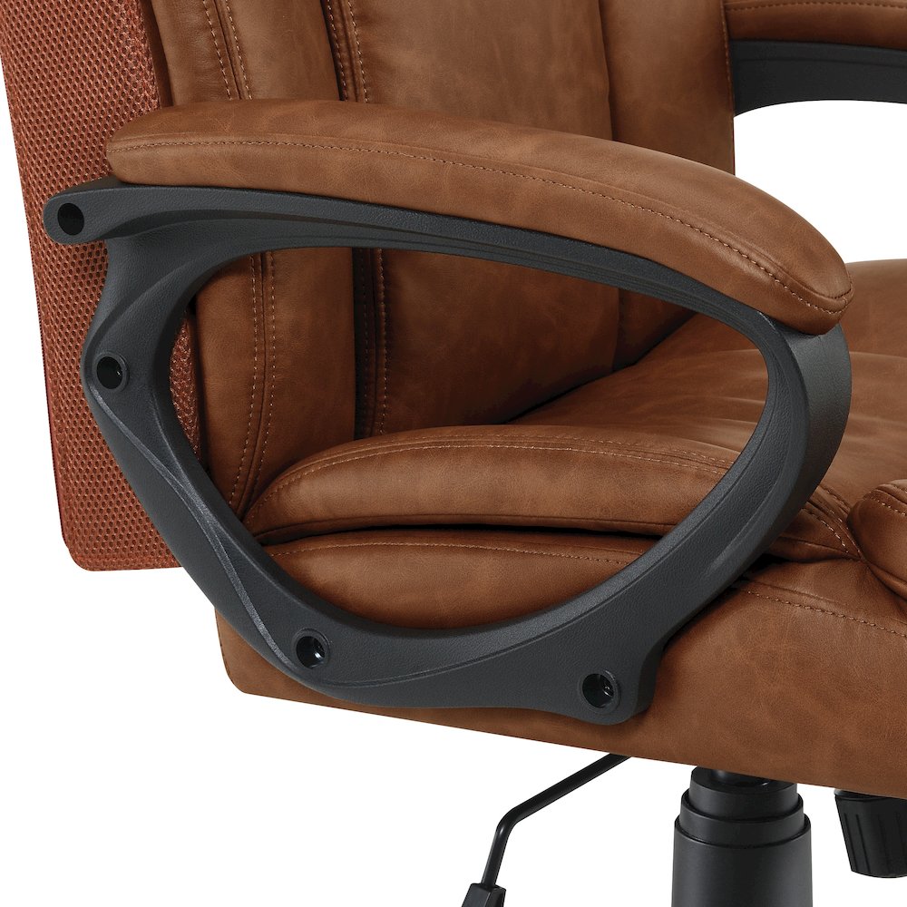 High-Back in Saddle Faux Leather Executive Chair with Padded Arms