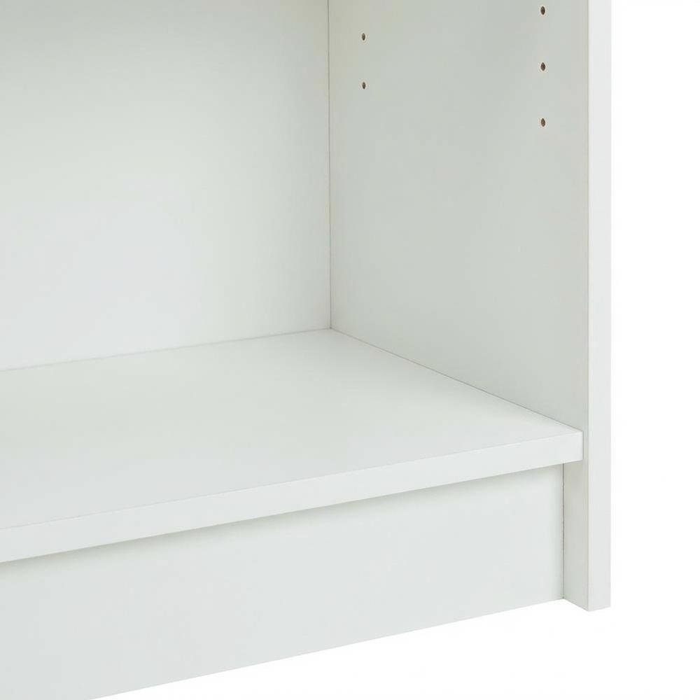 White Laminate and Metal Bookcase with Adjustable Shelves for Storage