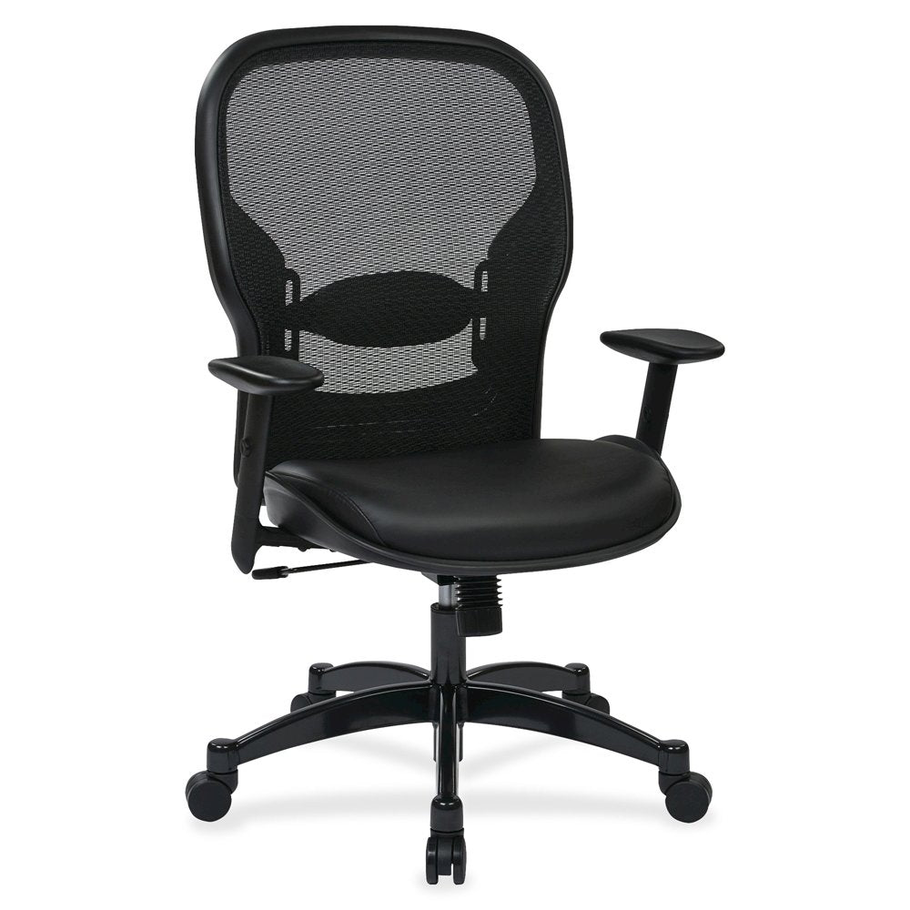 Ergonomic Office Chair – Black Leather Desk Chair for Home Office Use