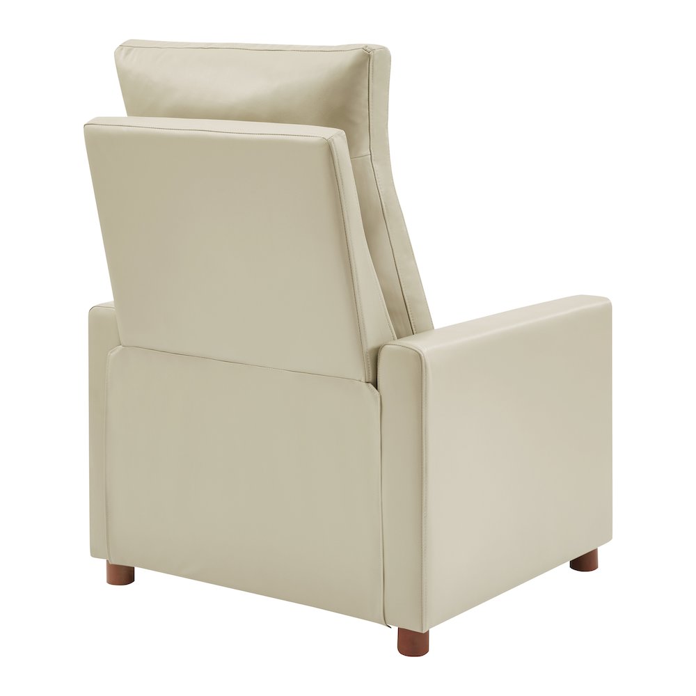 Vincent Pushback Recliner in Faux Leather Taupe Fabric