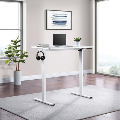 Primo 48"W Sit to Stand Electric Height Adjustable Desk in White Finish