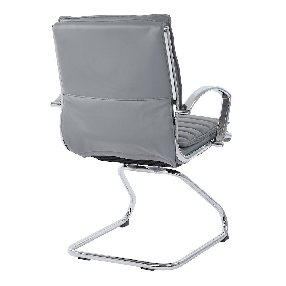Guest Faux Leather Chair with Chrome Base and Includes Removable Arm Sleeves