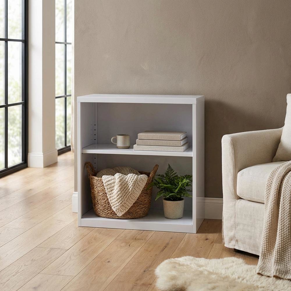 White steel bookcase with durable construction and clean design for home storage
