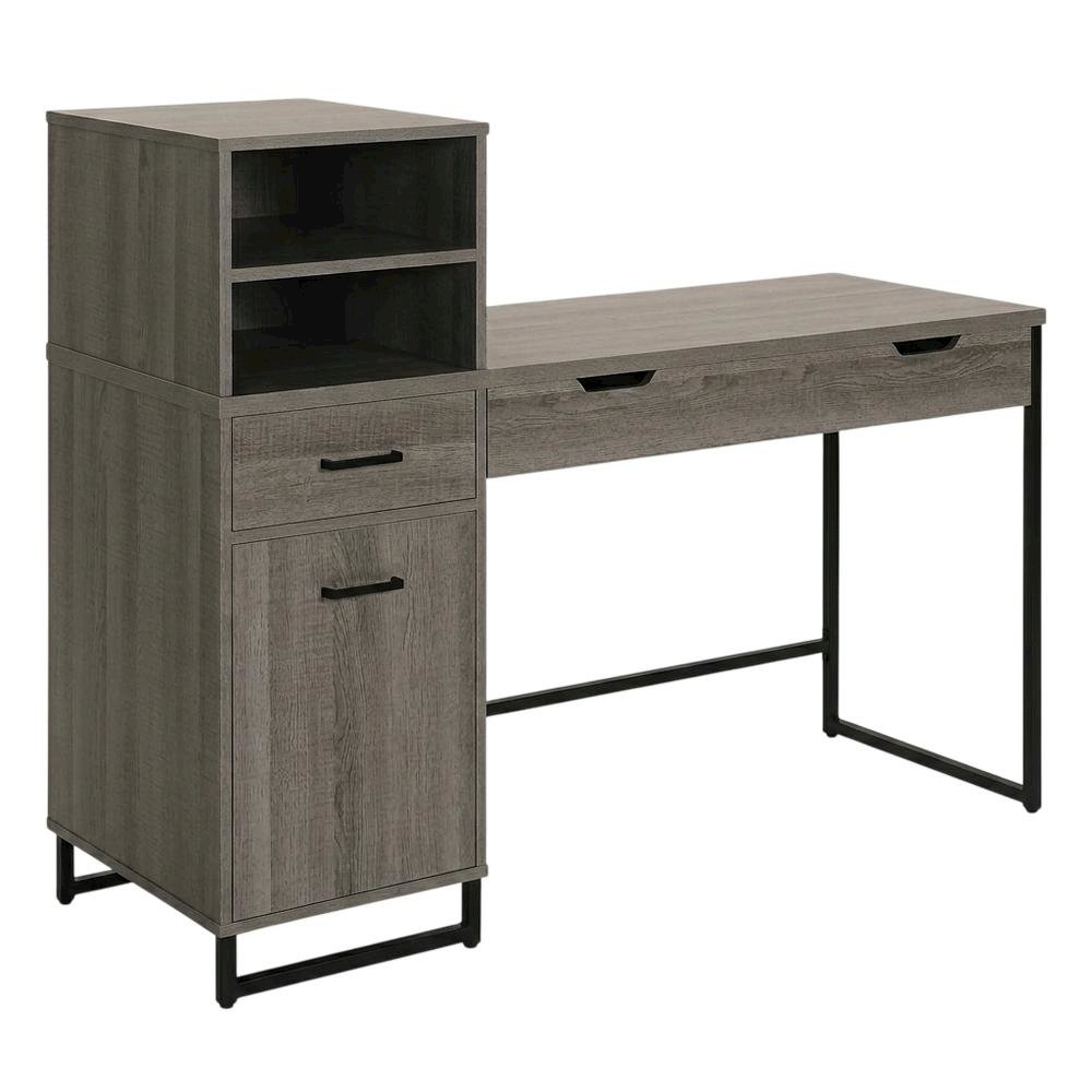 Wooden desk with hutch and ample storage space for home or office use