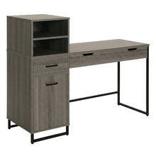 Wooden desk with hutch and ample storage space for home or office use