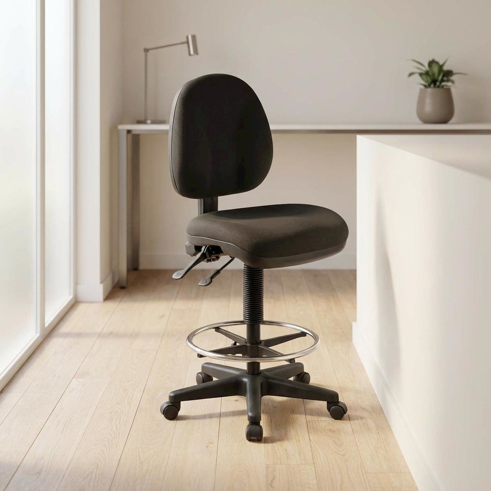Fabric-Upholstered Deluxe Ergonomic Drafting Chair for Commercial Use
