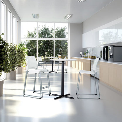 Tall Stacking and Ganging Chair with White Plastic Seat & Back, 4-Pack