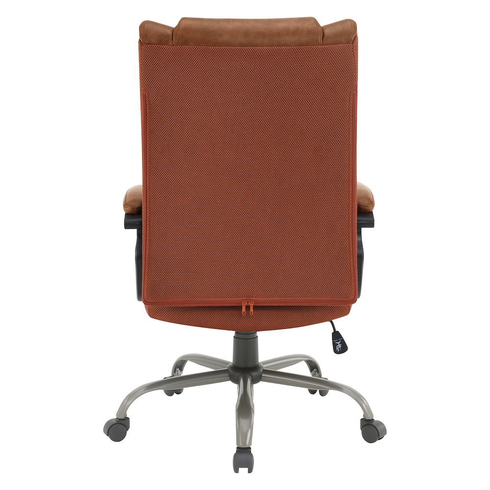 High-Back in Saddle Faux Leather Executive Chair with Padded Arms