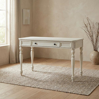 Classic White Desk with Ample Storage and Durable MDF Construction