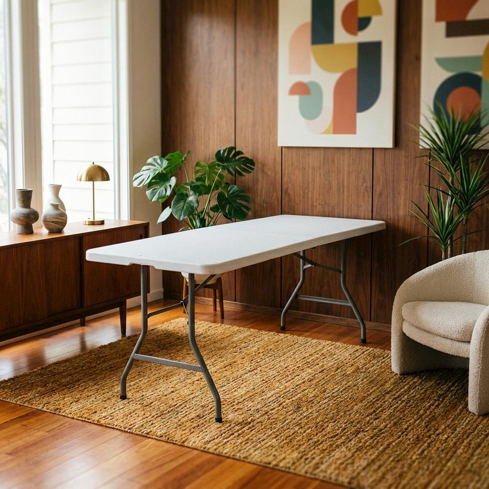 Light Grey, Folding Table, Quality Build, Durable Wood Frame