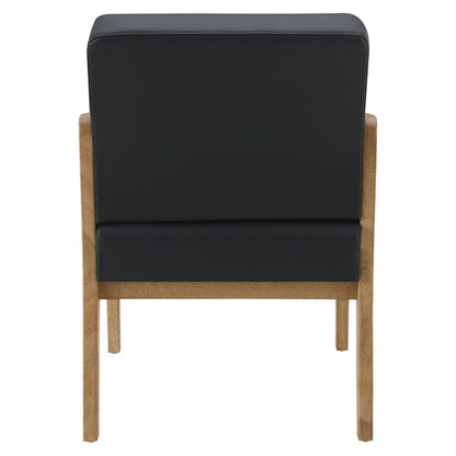 Back Faux Leather with Medium Oak Finish Visitor’s Chair with Memory Foam Seat