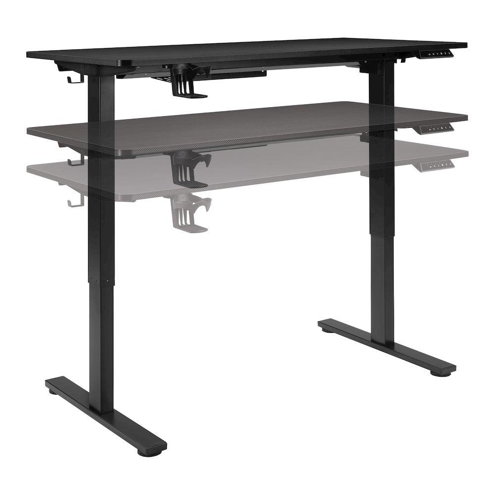 Primo 48" Electric Height Adjustable Gaming Desk in Black Carbon Fiber Finish
