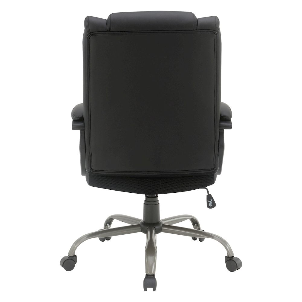 Mid-Back in Black Faux Leather Executive Chair with Padded Arms
