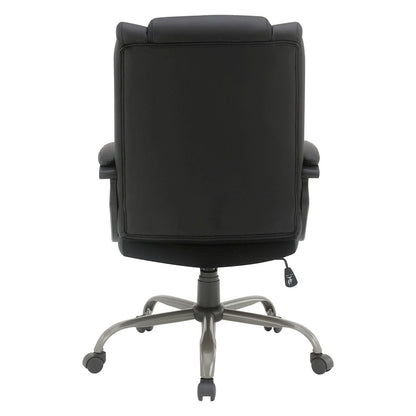 Mid-Back in Black Faux Leather Executive Chair with Padded Arms