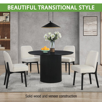 Jada 5-piece Round Pedestal Dining Table and 4 Chairs in Black Finish