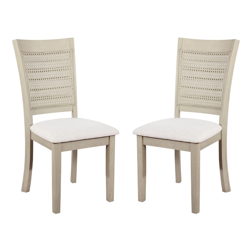 Walden Cane Back Dining Chair 2pk, Linen / Antique White