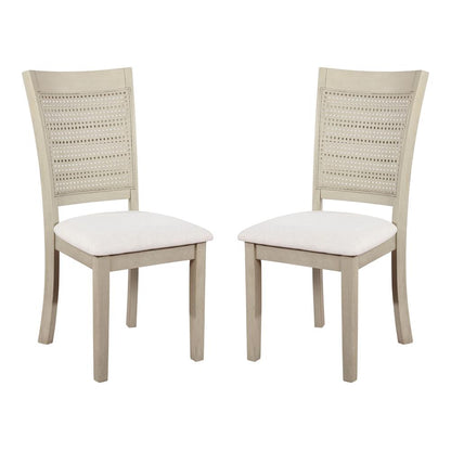 Walden Cane Back Dining Chair 2pk, Linen / Antique White