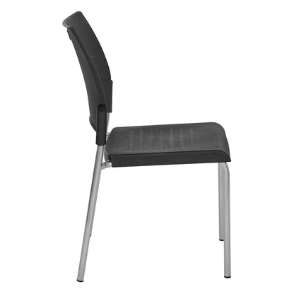Straight Leg Stacking Chair With Black Plastic Seat & Back, 2-Pack