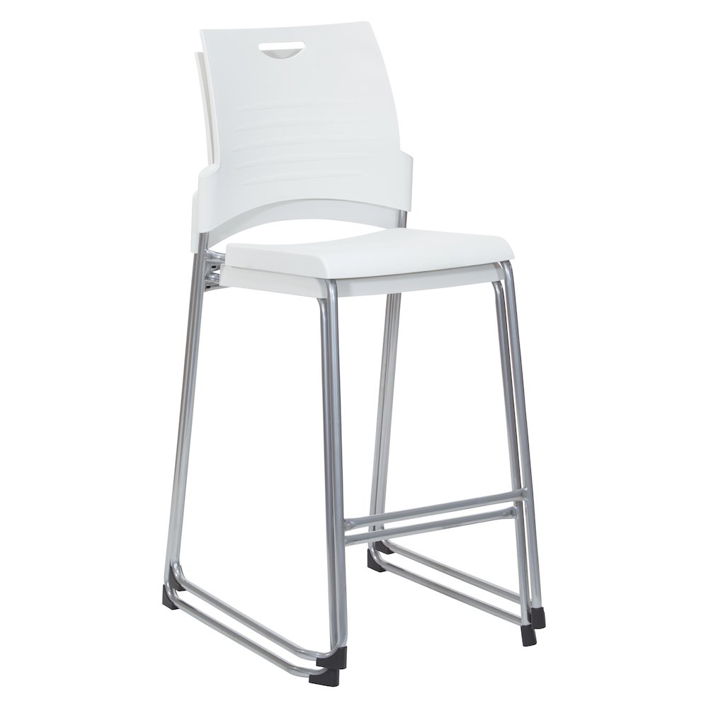 Tall Stacking and Ganging Chair with White Plastic Seat & Back, 2-Pack